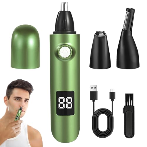 Nasenhaartrimmer Herren, 3-in-1 Nasenhaarschneider USB Wiederaufladbar mit LED-Licht, Ohrhaarentferner & Augenbrauenrasierer für Männer & Frauen, Schmerzfrei & Reisefreundlich