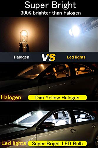 194 led bulb white super bright 6000K White t10 led bulbs W5W T10 168 led bulbs 15-SMD 4014 Chipsets LED Replacement Bulbs Error Free for Car Dome Map Door Courtesy License Plate Lights Pack of 20