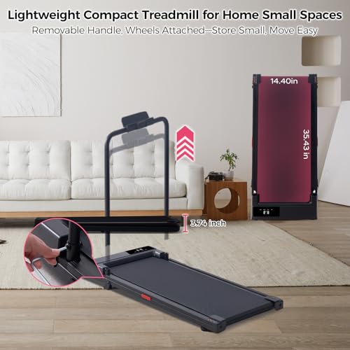 Image of Portable Walking Pad Treadmills for Home Small, Electric Walking Treadmill for Exercising, 3.0HP Compact Walking Pad Treadmill with Handle Bar, 0.6-7.6MPH, 350LB Capacity