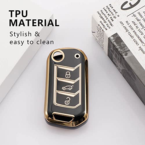 Image of Keyzone TPU Car Key Cover Compatible for: Scorpio-N, TUV 300 Plus, XUV 300, XUV700, Marazzo, Bolero 2020, Scorpio, Thar Flip Key (Gold Black)