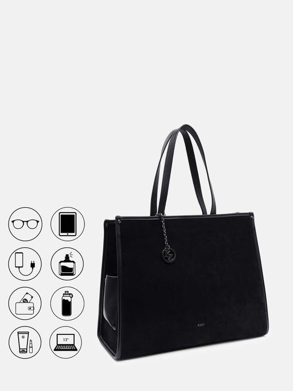 Image of Kazo Stephen Tote | Premium Faux Leather Handbag for Women | Sophisticated Rectangular Shopper with Metallic Charm | Fits 15 inch Laptop