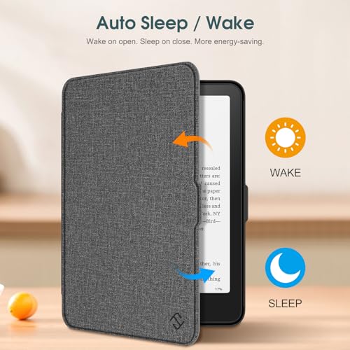 Image of Fintie Case for 7 inch All-New Kindle Paperwhite (12th Generation, 2024) and Kindle Colorsoft Signature Edition - Slim Lightweight Shell PU Leather Protective Cover with Auto Sleep /Wake, Gray
