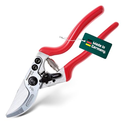 BERGER Handschere Alu-Linie 1114 | Aluminium Rosenschere mit 15° abgewinkelten Schneidkopf, austauschbaren Klingen & Haken | Gartenschere mit Drahtkerbe, Saftrille, Dauerschmierung | Made in Germany BERGER Handschere Alu-Linie 1114 | Aluminium Rosenschere mit 15° abgewinkelten Schneidkopf, austauschbaren Klingen & Haken | Gartenschere mit Drahtkerbe, Saftrille, Dauerschmierung | Made in Germany