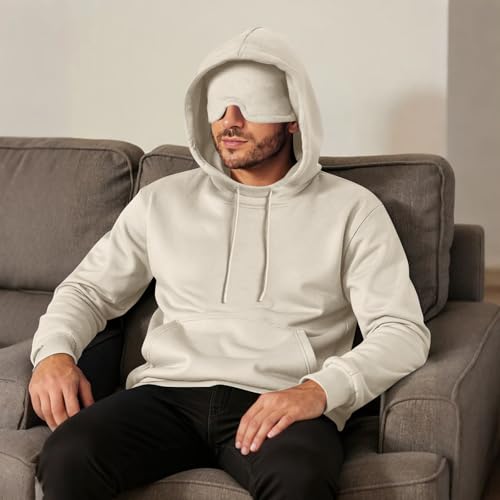 Airplane Mode Travel Hoodie Men Oversized Comfort Travel Hoodie with Eye Mask Removable Fleece Sweatshirt with Pocket3