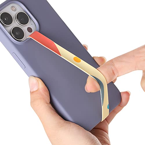 Sinjimoru スマホストラップ、伸びるスマホストラップ スマホ落下防止 薄型 シリコン素材 スマホグリップ 簡単に片手操作 スマホケースにつける かわいいフォンストラップ ワイヤレス充電対応 iPhoneフィンガーホルダー、Sinji Loop Motive Graphics Round Yellow