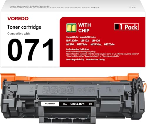 Image of CRG071 071 Compatible for Canon 071 Toner Cartridge (with CHIP 5645C001) | for Canon 071 Black Toner Cartridge for Canon Imageclass LBP122dw LBP122 LBP120 MF270 MF273dw MF272dw MF275dw (1-Pack)
