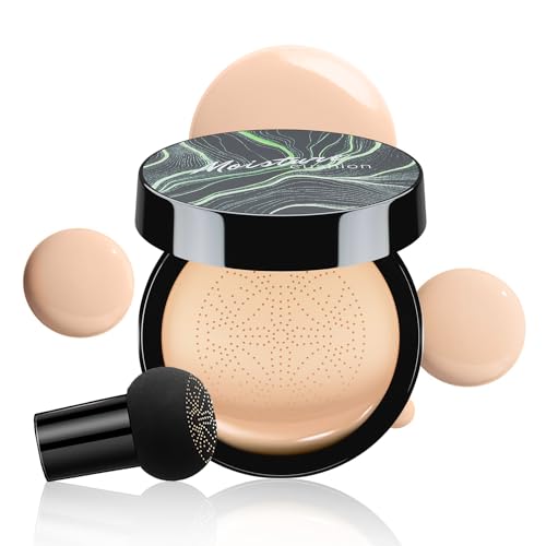 Mushroom Head Air Cushion CC Cream, Waterproof & Long-Lasting Oil Control BB Cream Foundation Create Natural Face Makeup, Cushion Foundation Full Coverage for All Skin Types (Natural)