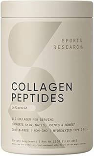 Sports Research Collagen Powder Supplement - Vital for Workout Recovery, Skin, & Nails - Hydrolyzed Protein Peptides - Great Keto Friendly Nutrition for Men & Women - Mix in Drinks (16 Oz)