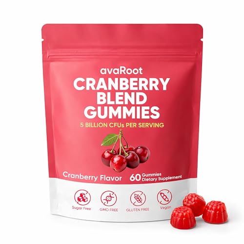 KBKTWOLT avaRoot Cranberry Blend Gummies - Womens Balanced pH Cranberry & Probiotic Formula with Vitamin C for Womens Wellness & Urinary Tract Support - 60 Gummies