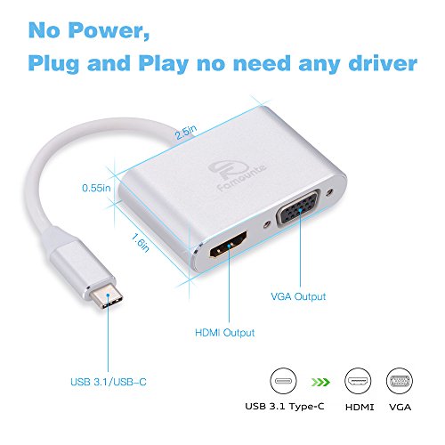 Convertitore USB C a HDMI VGA Multiport,Famounte