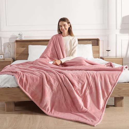 Pink Heated Blanket Full Size Electric Blanket 72''X84'' - Fast Heating Blanket for Adults Ultra Warm Fluffy Winter Blanket with Adjustable Temperature & Machine Washable, Grandma Birthday Gifts