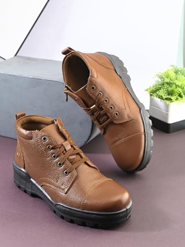 Image of TSF 768 Tan Genuine Leather Police Boot Extra Comfortable & Durable Light Weight Boot