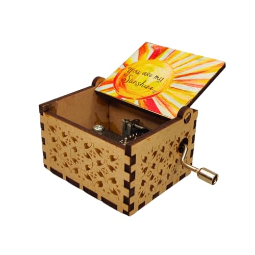 Image of Zesta Sunshine Wooden Musical Box Gift | Vintage Music Crank Mini Collectible for Girlfriend, Boyfriend, Husband, Wife | Unique Musical Gifts for Music Lovers | Classic Wooden Box