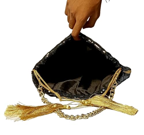 Image of Signature Potli Bag for Women - Sequin Knot Detail | Wedding & Cocktail Festive Statement Ethnic Handbag