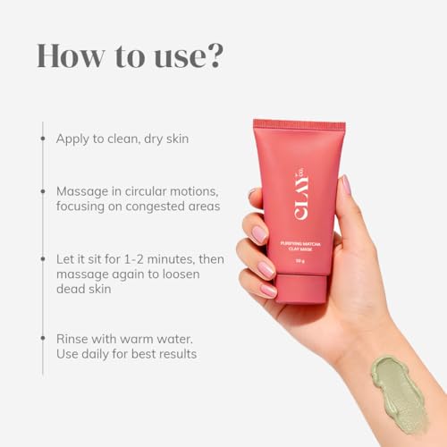 Image of ClayCo. Matcha Detox Clay Mask | Deep Cleansing & Brightening | Green Tea & Collagen | Tan Removal & Dark Spot Reduction | Vegan Japanese Skincare | 50ml