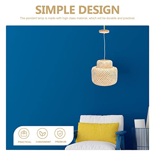 BESTonZON Pendente De Bambu Luz Tecido Pingente De Rattan Luminária Rústica Luminária De Suspensão C