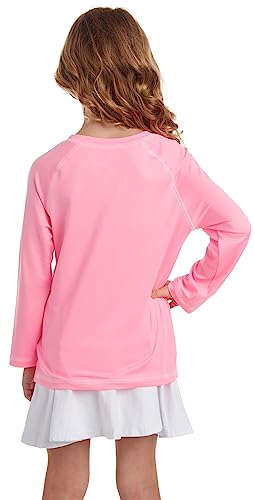 Image of Pink Platinum Girls Rash Guard - UPF 50+ Sun Protection Quick Dry Summer Long Sleeve Swim Shirt Rash Guard for Girls