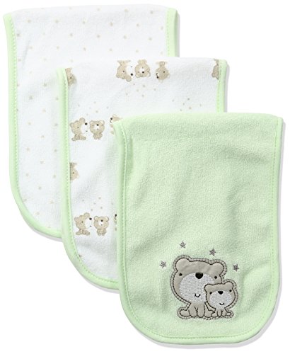 Image of Gerber Unisex-Baby 3-Pack Terry Burp Cloth, Teddy Bear, 18" x 6.25"