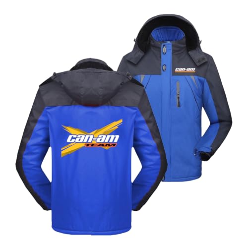 Casacos impermeáveis para homem para Can-Am aconchegantes fatos de pesca e esqui casaco grosso parka com costuras capuz removível roupas de vestir - azul, 3XL