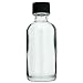 12 Pack Boston Round 2 OZ 60 ML Clear Glass Bottles with Poly Cone Lined Black CAPS