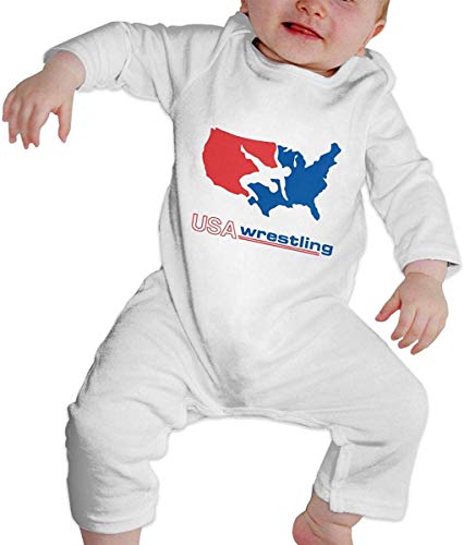 Image of National Wrestling - Baby Footie Romper Long Sleeve Bodysuit Jumpsuit Outfits