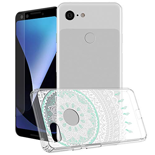 Google Pixel 3 Case, Topnow Clear Design Plastic Hard Back Case With Tpu Bumper Protective Case Cover For Google Pixel 3 - Green Flower #TOP1