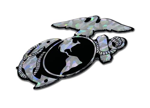 Image of Elektroplate US Marine Corps Insignia Premium Reflective Car Decal 3.25 inch | Officially Licensed USMC, Weatherproof Automotive Grade Metallic Domed Sticker - Water Bottle, Laptop & More; Made in the USA