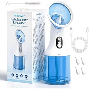 Electric Ear Wax Removal with One-Piece Waste Tank, Water Powered Ear Cleaner with 4 Pressure Modes for Earwax Remove at Home, 4 Tips, USB-C Cable, IPX7 (Blue)