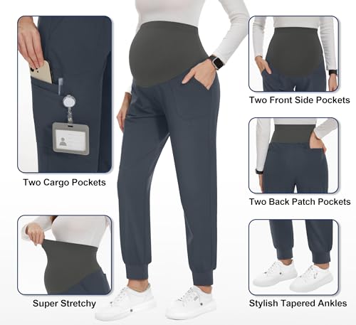 Image of PACBREEZE Women's Maternity Scrubs with 6 Pockets, Workwear Maternity Jogger Scrubs Pregnancy Pants, S-XXL