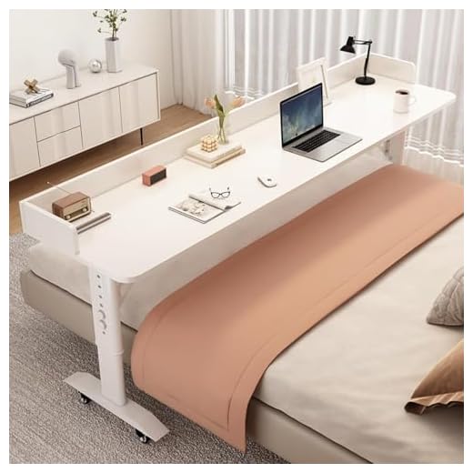 Adjustable Height Overbed Table with Wheels Rolling Laptop Stand for Bed Hospital Table for Single/Double Beds Over Bed Desk 68103 cm