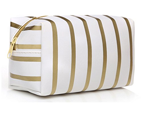 HOYOFO Makeup Pouch Travel Cosmetic Bag Daily Essentials Storage Handbag, Golden