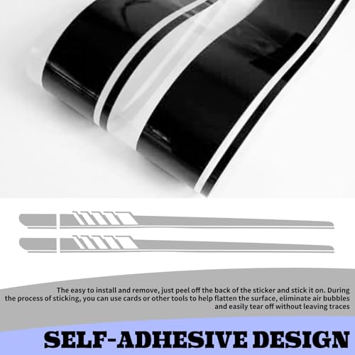Image of ijuicy 2 PCS Car Body Racing Style Long Stripes Decals, 88.58 inch x 4.52 inch Racing Stripe Car Side Skirt Stickers, Suitable for Most Cars (White)