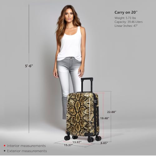 Image of InUSA Snake Print 20-Inch Carry-on Hardside Spinner Luggage and TSA Lock