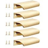 Malimali 5 Pack Dark Gold Edge Finger Pulls for Cabinets 3.15' Kitchen Drawer Handles Modern Aluminum Concealed Tab Pulls for Closet Door, Brushed Dark Gold