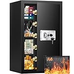 Mejasg Home Safe Box with A4 Fireproof Bag and 3 Removable Shelves, Anti-theft 102L Large Safes for Home with Alarm and Silent Mode, Electronic Document Safe Digital Safe for Money Jewelry A4 Document