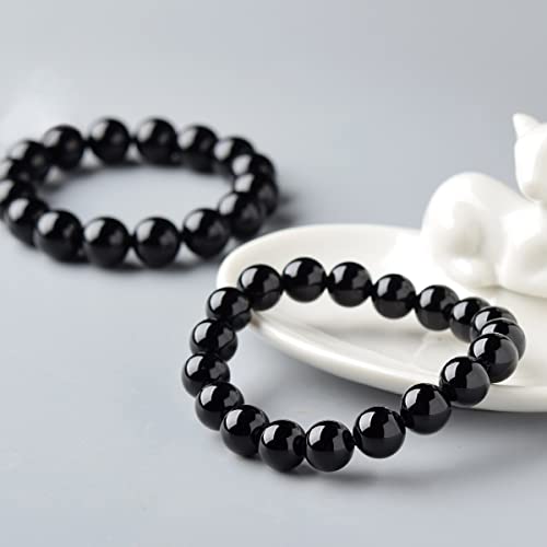 Dczosily Natural Onyx Bracelet For Men Women Handmade Agate Beaded Stretch Bracelet Crystal Jewelry Healing Bracelets 6/8/10/12/14/16Mm (8Mm, Black Onyx) #TOP7
