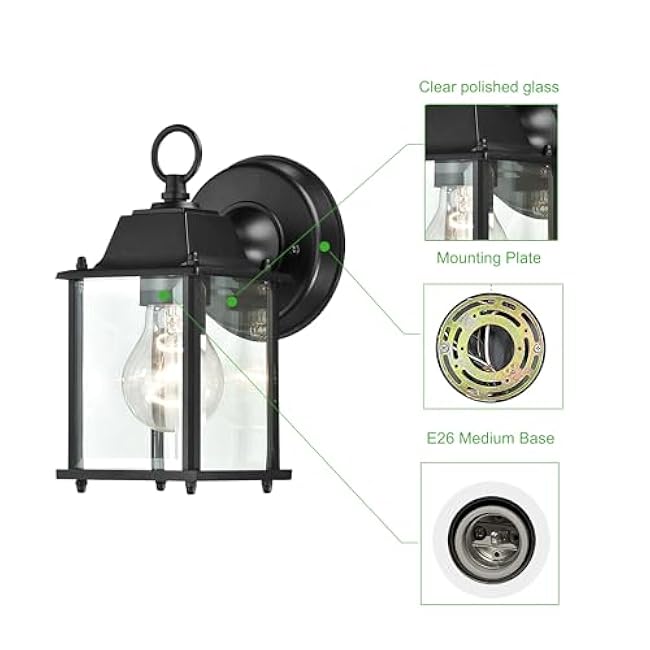 WISBEAM Outdoor Wall Lantern Wall Sconce Black