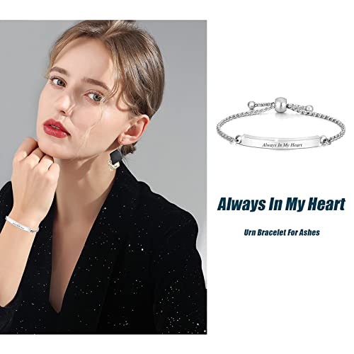 zeqingjw Heart Cremation Bracelet for Ashes Stainless Steel Urn Bangles for Ashes Memorial Keepsake Cremation Memorial Urn Bracelet - Adjustable,Free Fill Kit (Silver) - Image 4