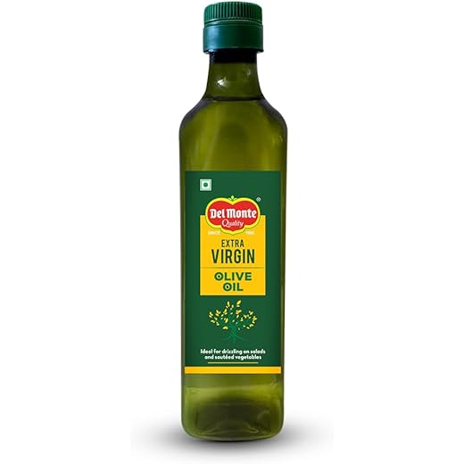 Del Monte Extra Virgin Olive Oil (Imported) | Cold Extracted from A1 Grade Olives | Pure & Unrefined | Ideal for Salad Dressing, Paratha & Marinating | Cholesterol & Trans Fat-Free, Natural Antioxidants, Rich in Vitamin E & K | 500ml PET Bottle