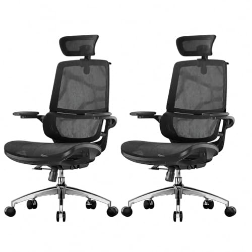 Image of SIHOO M59AS Ergonomic Office Chair, Desk Chair with 3D Flip-up Armrests, Computer Chair with Dual Back Design and Adaptive Dynamic Lumbar Support, 2 Packs, Black