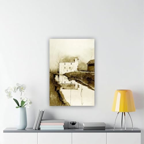 Impression sur toile Moulin à farine par Andrew Wyeth cadre suspendu 50x75 cm