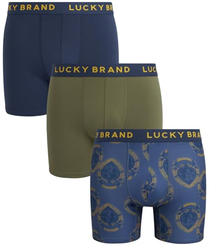 Lucky Brand Mens Boxer Briefs - 3 Pack Super Soft Mens Underwear Boxer Briefs with Functional & No Fly Pouch Boxers for Men