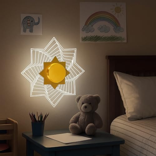 Image of Lamp master Star Wall & Ceiling Light | 3-in-1 Color Changing LED | Antique Gold Finish | Modern Decorative Wall Lamp for Bedroom, Living Room, Kids Room, Hallway & Home Decor Lighting