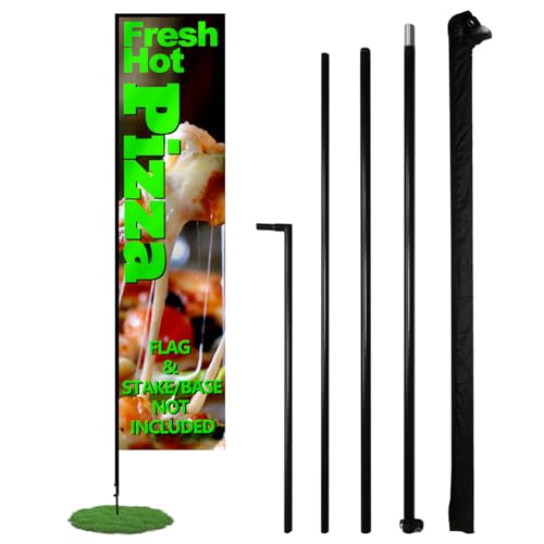 Anley Rectangle Feather Flagpole Set - Assembled Flutter Banner Pole Set with Carrying Bag - Fits 2.5Ft X 8Ft Feather Flags(Not Included) - Flagpole ONLY