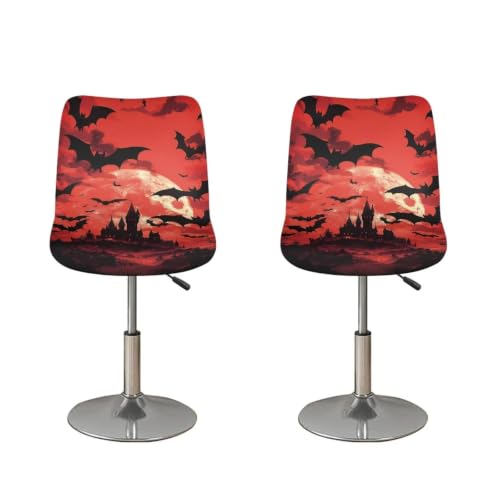 Image of Bat Bar Stool Chair Cover 2 Pack Barstool Slipcovers Counter Stool Chairs Covers with Waterproof Seat Pad Bar Seat Cover with Elastic Bottom