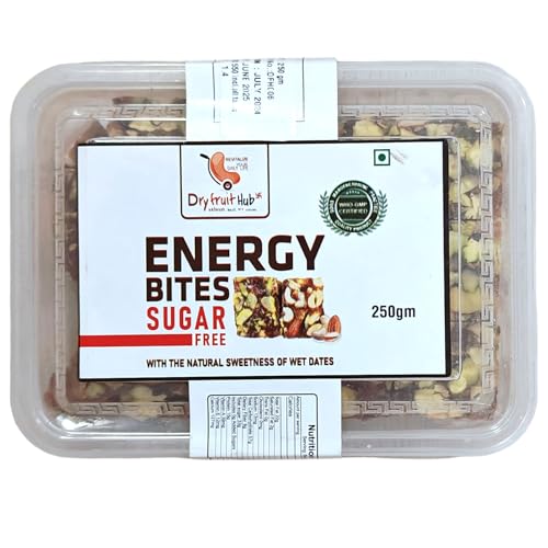 Image of Dry Fruit Hub Energy Bites 250g | Sugar Free Dry Fruit Chikki With Sweetness oF Dates, Kaju, Badam, Pista & Pure Ghee | Protein Rich Healthy Snack | Dates Barfi | No Added Sugar