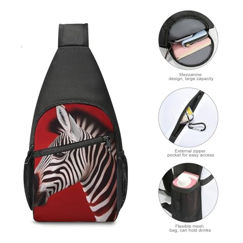 Bolso tipo bandolera Zebra Red para viaje y uso casual miniatura 5