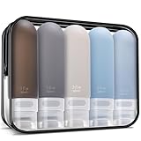 yahaa Travel Bottles for Toiletries,3oz Leak Proof Squeezable Travel Size Containers, 5 Pack TSA Approved Travel Essentials for Shampoo Conditioner,Silicone,Black Pack