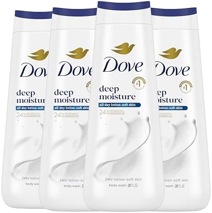 Dove Body Wash with Natural Nourishers for Instantly Soft Skin and Lasting Nourishment Deep Moisture Cleanser That Effectively Washes Away Bacteria While Nourishing Your Skin 20 oz (Pack of 4)