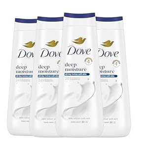 Dove Body Wash with Natural Nourishers for Instantly Soft Skin and Lasting Nourishment Deep Moisture Cleanser That Effectively Washes Away Bacteria While Nourishing Your Skin 20 oz (Pack of 4)